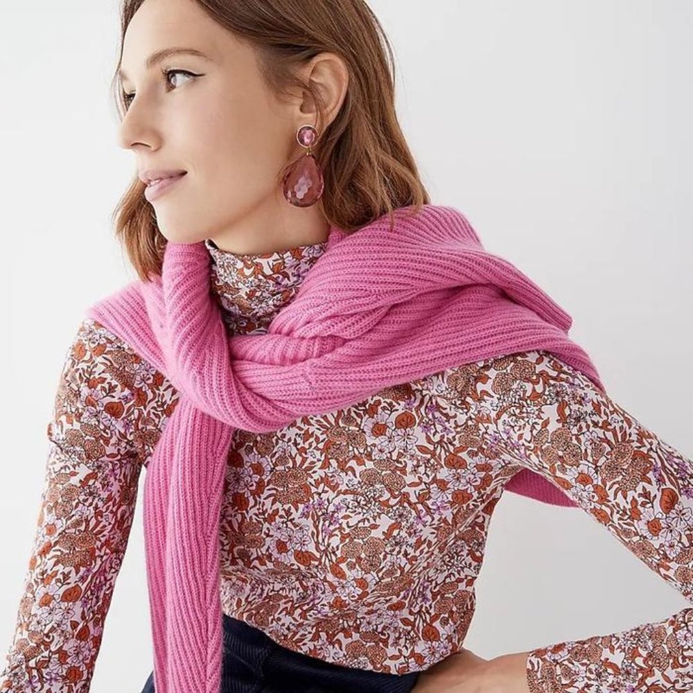 J. Crew Pink and Floral Long Sleeve Tee